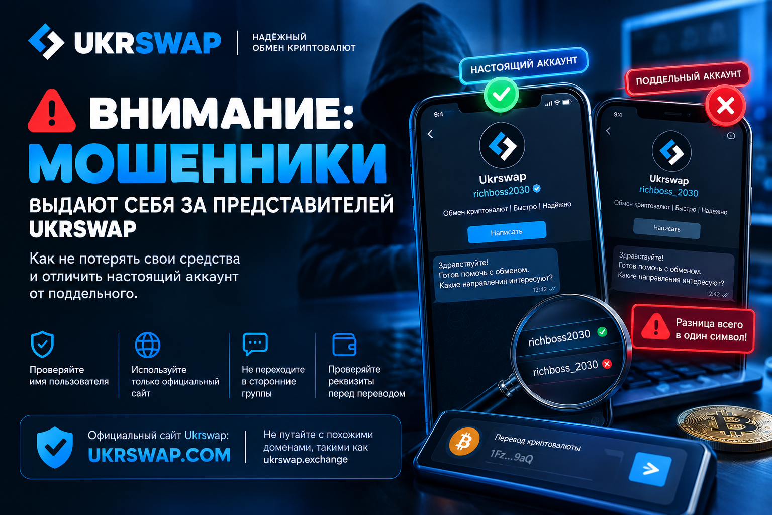 Ukrswap предупреждает: Мошенники копируют представителей обменников — реальный случай с клиентом Ukrswap